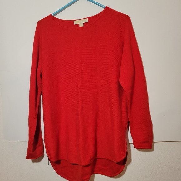Michael Kors Womens long sleeve side zippers at the hem red sweater size Med - Picture 1 of 7